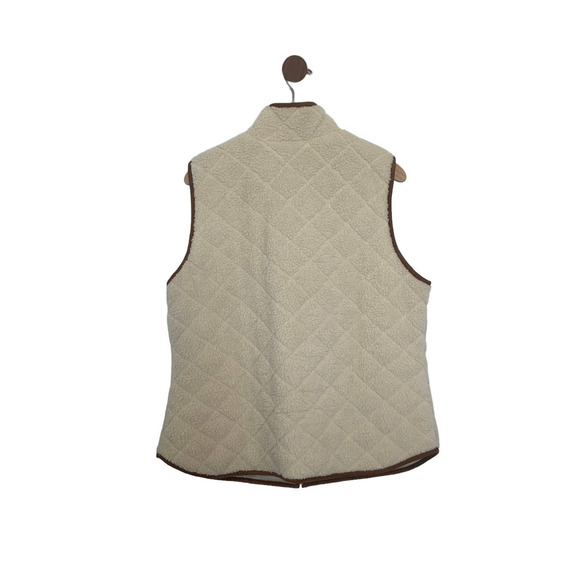 Old Navy Vest Size XL Sleeveless Cream Sherpa Quilted Stone Carving - Picture 9 of 16